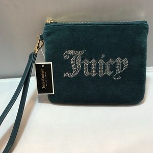 Juicy Couture mini wristlet rhinestones NEW teal